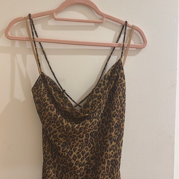 NWOT STAUD Leopard Lace Up Back Slip Dress - Picture 5 of 5